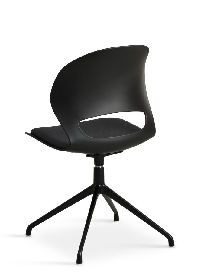 Linea spisebordsstol, m. drejefunktion og sort stofhynde - sort PVC og sort metal
