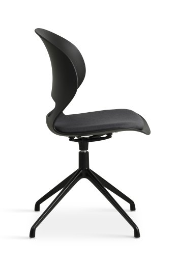 Linea spisebordsstol, m. drejefunktion og sort stofhynde - sort PVC og sort metal