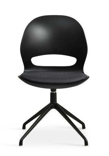 Linea spisebordsstol, m. drejefunktion og sort stofhynde - sort PVC og sort metal