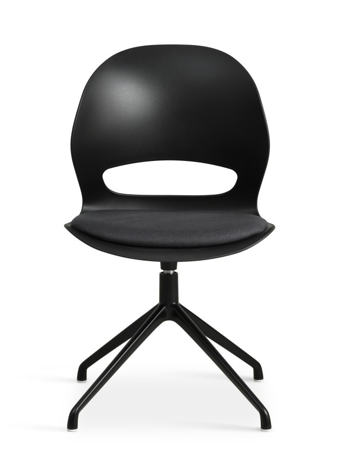 Linea spisebordsstol, m. drejefunktion og sort stofhynde - sort PVC og sort metal