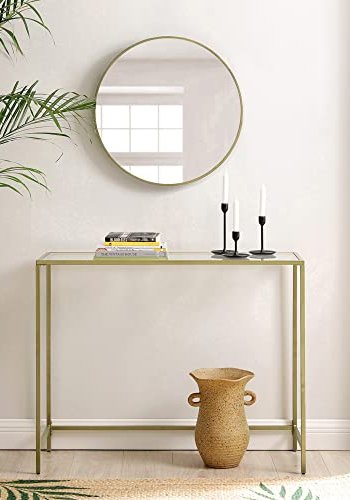VASAGLE konsolbord, rektangulr - hrdet glas og guld stl (100x35)