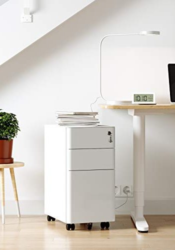 SONGMICS arkivskab, m. ls, til A4 brevstrrelser, hngemapper, hjul - hvid stl