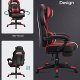 SONGMICS gamerstol, fodsttte, vippefunktion, nakkesttte, lndesttte, armln, hjul - sort/rd PU
