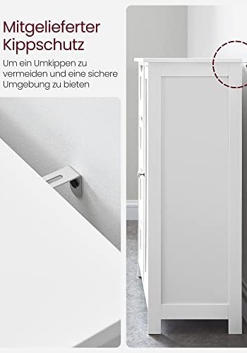 VASAGLE badevrelsesskab, m. 1 lge, 4 skuffer og 1 hylde - hvid MDF