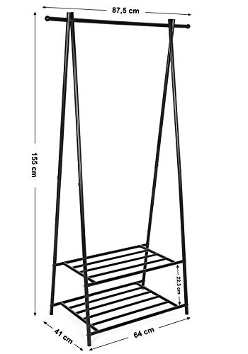 SONGMICS tjstativ, m. 2 hylder - sort jern