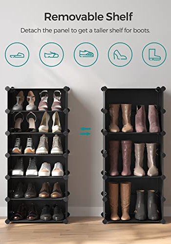 SONGMICS skoreol, stabelbar, m. 10 kasser - sort plast