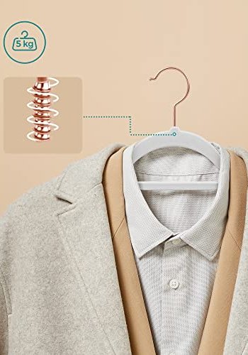 SONGMICS tjbjle, skridsikker, m. bindestang og roseguldkrog - hvid fljl stof (st med 50)