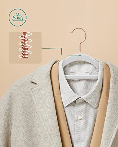 SONGMICS tjbjle, skridsikker, m. bindestang og roseguldkrog - hvid fljl stof (st med 50)