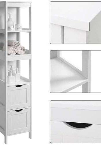 VASAGLE badevrelsesskab, m. 3 bne rum og 2 skuffer - hvid MDF