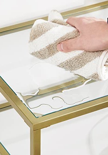 VASAGLE konsolbord, m. 2 hylder - hrdet glas og guld stl (130x30)