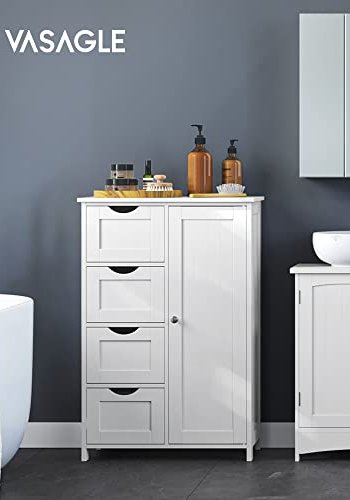 VASAGLE badevrelsesskab, m. 1 lge, 4 skuffer og 1 hylde - hvid MDF