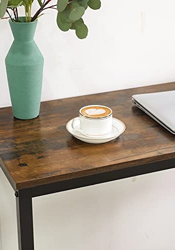 VASAGLE smalt barbord, rektangulr - rustik brun spnplade og sort stl (100x40)