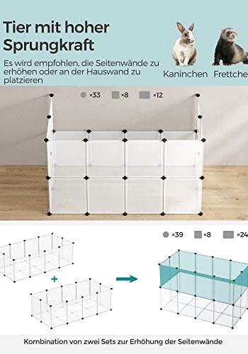 SONGMICS kravlegrd til kledyr, hamstere, kaniner, pindsvin - klar plastik