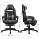 SONGMICS gamerstol, m. armln, fodsttte, nakkesttte og lndepude - sort og gr PU og stl