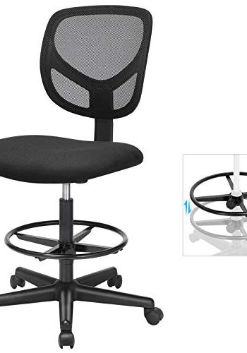 SONGMICS kontorstol, m. 360 graders drejning, justerbar fodsttte, hjdejusterbar, hjul - mesh stof