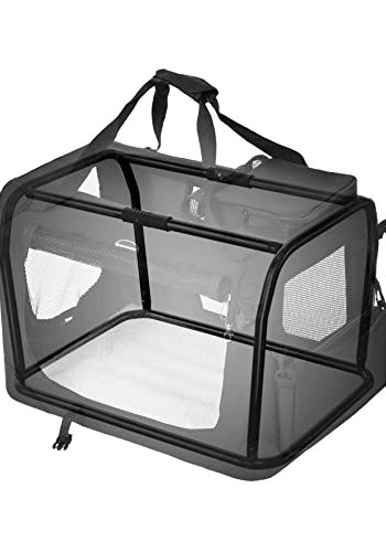 FEANDREA hundekasse, foldbar, m. hndtag - mesh, sort stof og metal