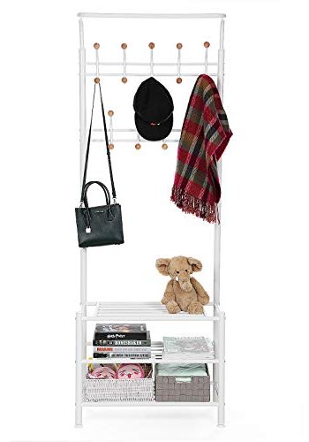 SONGMICS entréopstilling, m. knager og 3 hylder - hvid stl