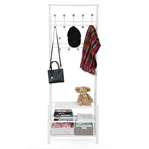SONGMICS entréopstilling, m. knager og 3 hylder - hvid stl