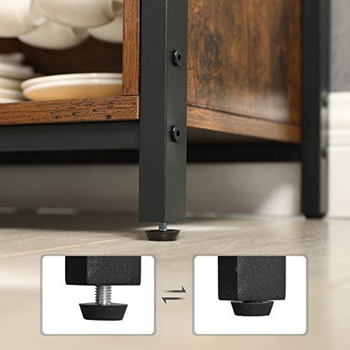 VASAGLE sknk, m. 2 lamellger og 2 hylder - rustik brun spnplade og sort stl