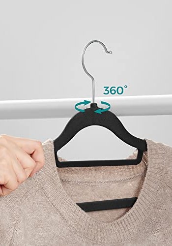 SONGMICS tjbjle, skridsikker, m. bindestang og 360° drejelig krog - sort fljl stof (st med 20)