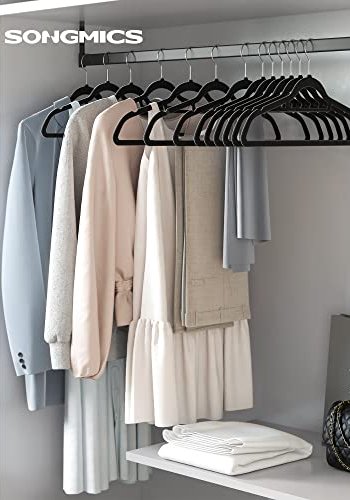 SONGMICS tjbjle, skridsikker, m. bindestang og 360° drejelig krog - sort fljl stof (st med 20)