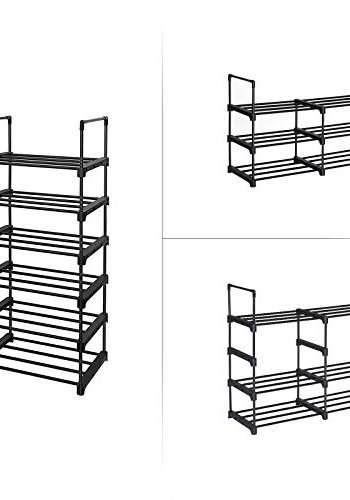 SONGMICS skohylde, m. 6 hylder - sort jern
