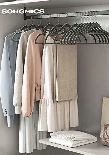 SONGMICS tjbjle, skridsikker, m. bindestang og 360° drejelig krog - gr fljl stof (st med 20)