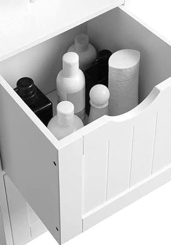 VASAGLE badevrelsesskab, m. 3 bne rum og 2 skuffer - hvid MDF