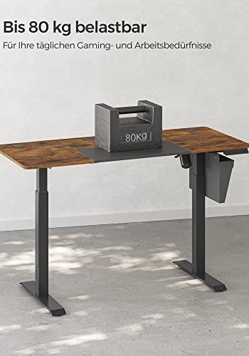 SONGMICS Hve snkebord, 4 hjder, m. stoflomme - rustik brun/sort spnplade og stl (140x60)