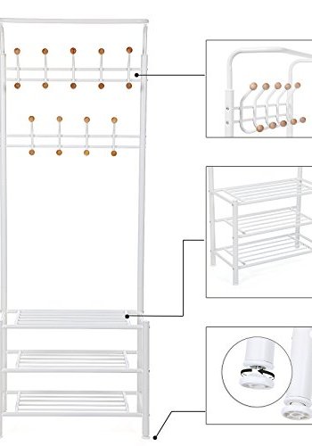 SONGMICS entréopstilling, m. knager og 3 hylder - hvid stl