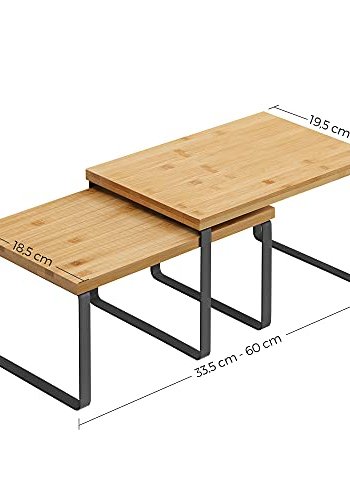 SONGMICS krydderihylde, stabelbar - natur bambus og sort metal (st med 2)