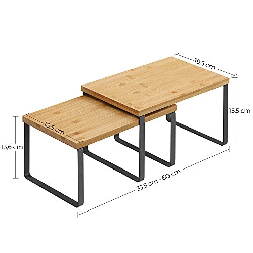 SONGMICS krydderihylde, stabelbar - natur bambus og sort metal (st med 2)