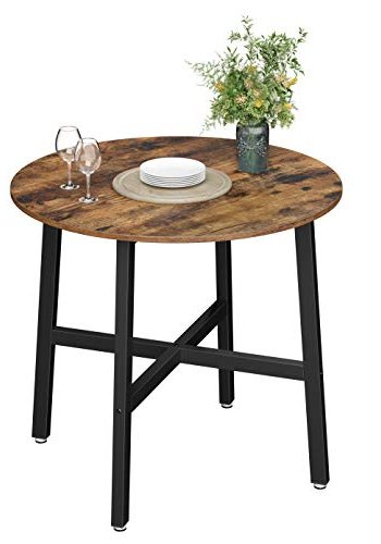 VASAGLE spisebord, rund - brun spnplade og sort stl (80)