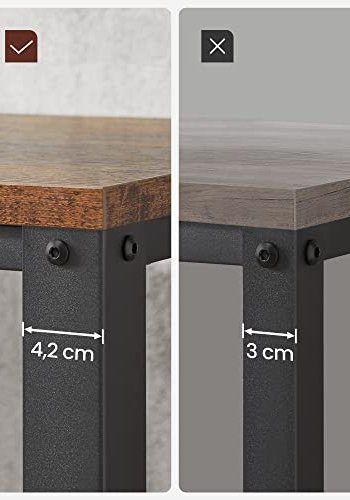 VASAGLE sofabord, m. 1 hylde, rektangulr - rustik brun spnplade og sort stl (60,2x106,2)