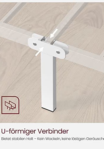 VASAGLE sengeramme, m. sengegavl - hvid stl (140x190)