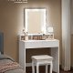 VASAGLE makeup bord, m. spejl, lysprer, 2 skuffer, 3 rum - spejlglas og hvid spnplade (80x40)