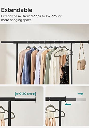 SONGMICS tjstativ, m. forlngelig hngeskinne og hjul - sort stl