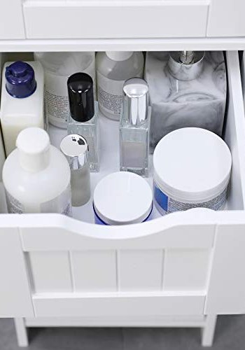 VASAGLE badevrelsesskab, m. 4 skuffer - hvid MDF