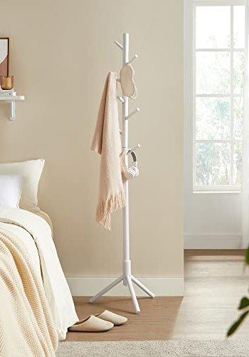 VASAGLE stumtjener, m. 8 kroge, 3 hjdemuligheder - hvid gummitr