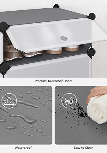 SONGMICS skoreol, stabelbar, m. 10 kasser - gr plastik