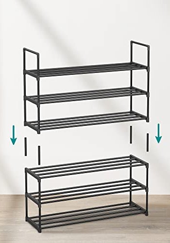 SONGMICS skohylde, m. 3 hylder - sort stl