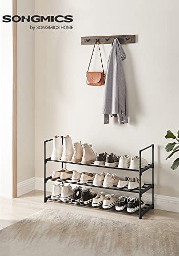 SONGMICS skohylde, m. 3 hylder - sort stl
