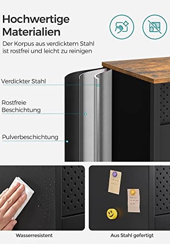 SONGMICS skab, m. 2 lger og 1 justerbar hylde - rustik brun spnplade og sort stl