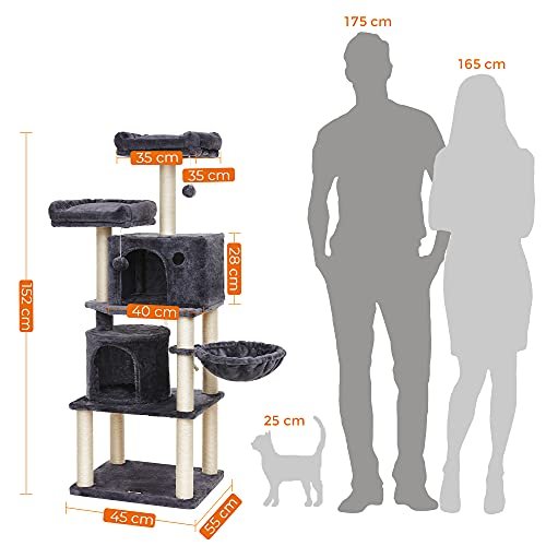 FEANDREA kradsetr, 5 niveauer, 2 platforme, 2 huler, 2 pomponer, 1 kurv - rggr plys