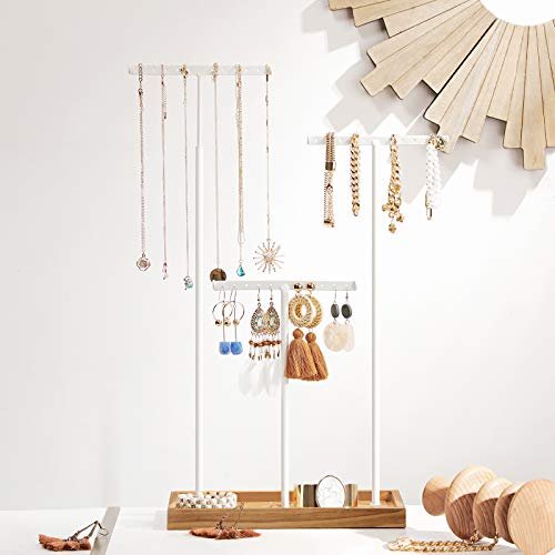 SONGMICS smykkestativ - hvid jern og natur tr