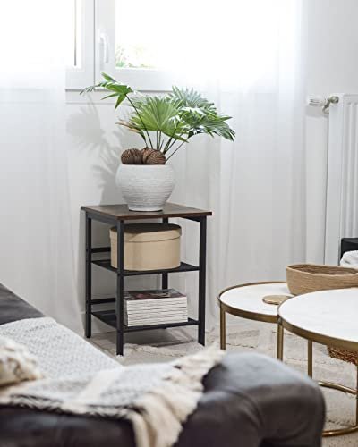 VASAGLE sidebord, m. 2 justerbare mesh-hylder - rustik brun spnplade og sort stl (40x40)