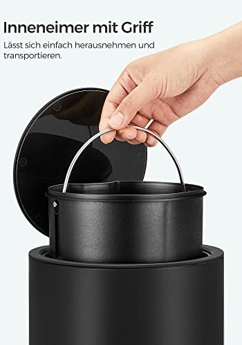 SONGMICS pedalspand, m. indvendig plastspand - sort plast og sort stl