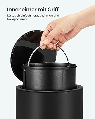 SONGMICS pedalspand, m. indvendig plastspand - sort plast og sort stl