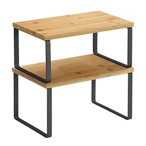 SONGMICS krydderihylde, stabelbar - natur bambus og sort metal (st med 2)