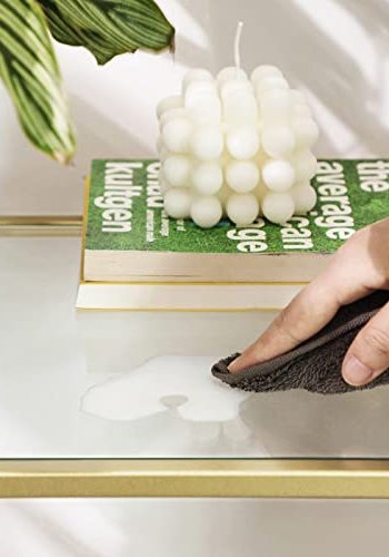 VASAGLE reol, m. 4 hylder - hrdet glas og guld stl